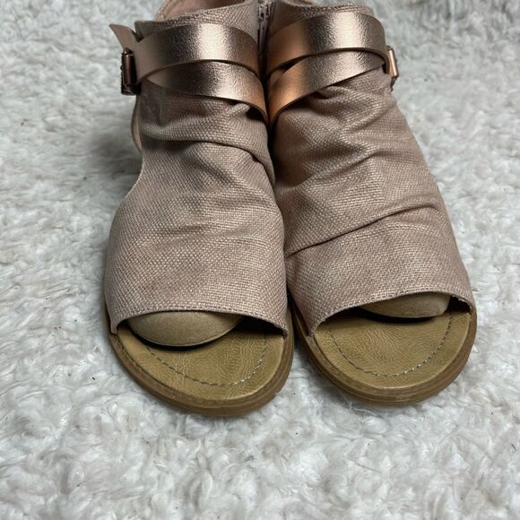 Blowfish Balla Rose gold sandals with side zipper and straps accents size 11 - Picture 4 of 10